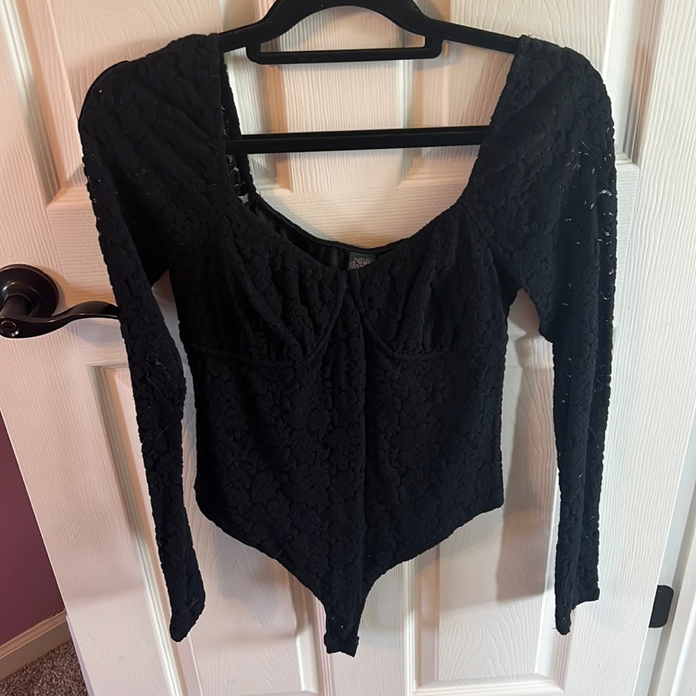 Black floral bodysuit